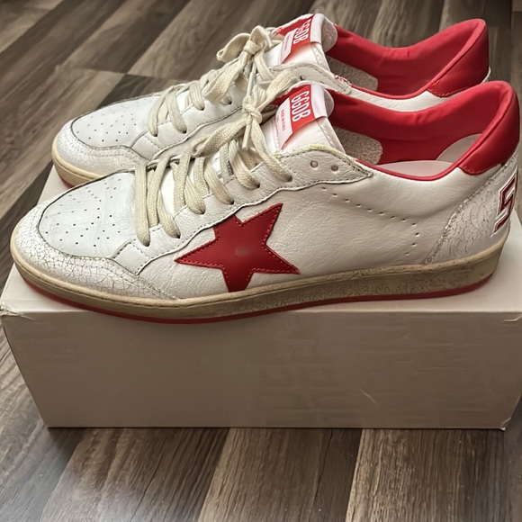 Golden Goose Ballstar 44 White/Strawberry Red Pre-Distressed - Picture 4 of 14